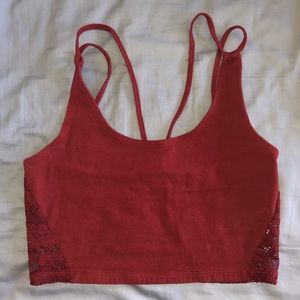 Burgundy Crop Top with Lace back